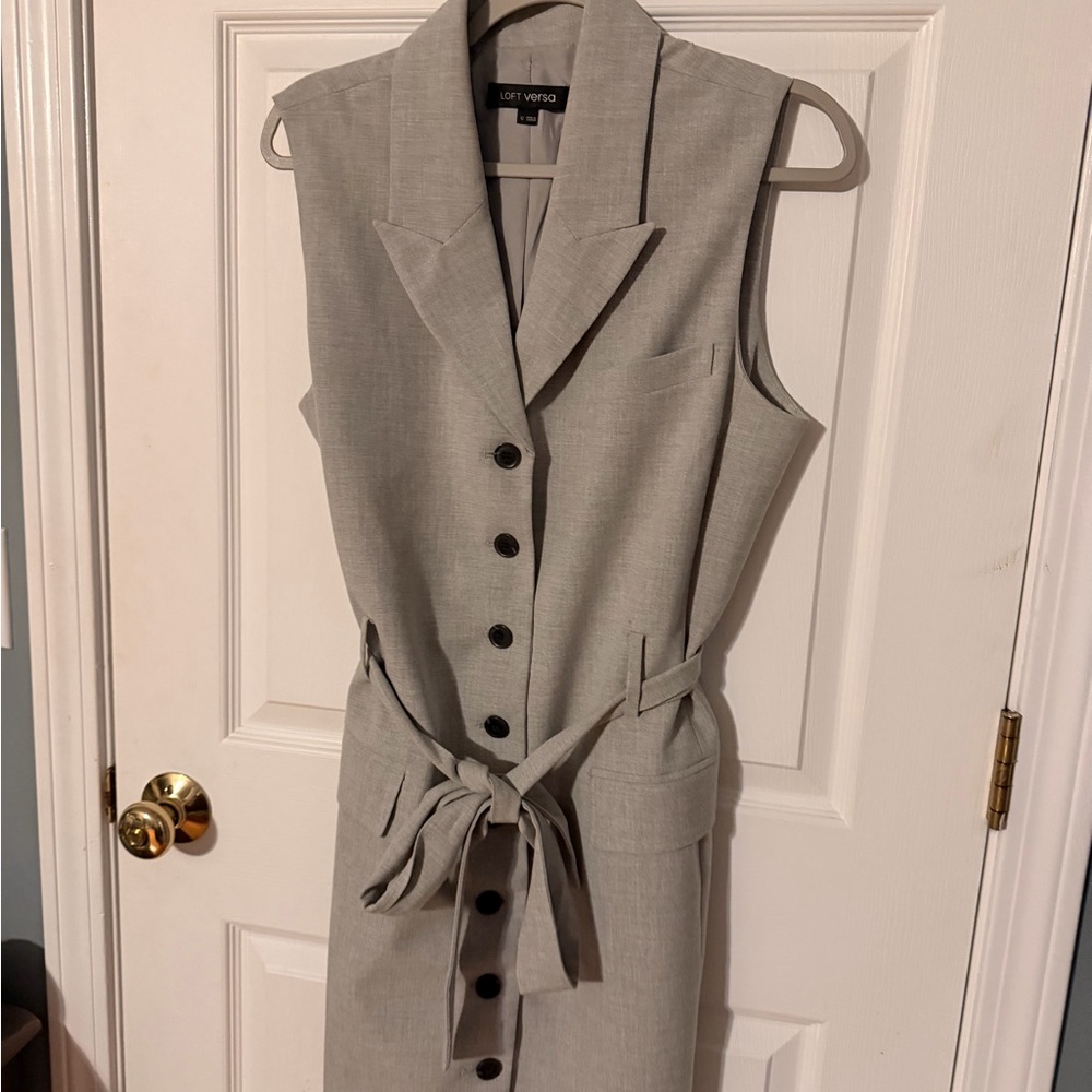 LOFT Gray Sleeveless Midi Dress